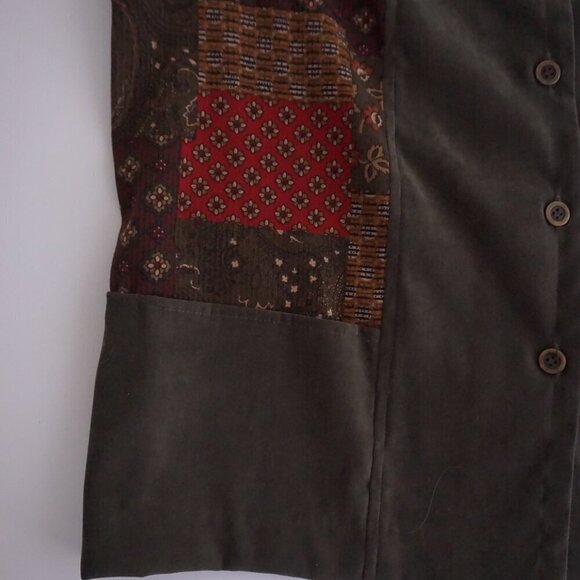 Vintage Lana Lee Canada Olive Green Paisley Patchwork Button Up Vest 16 L - Picture 7 of 9